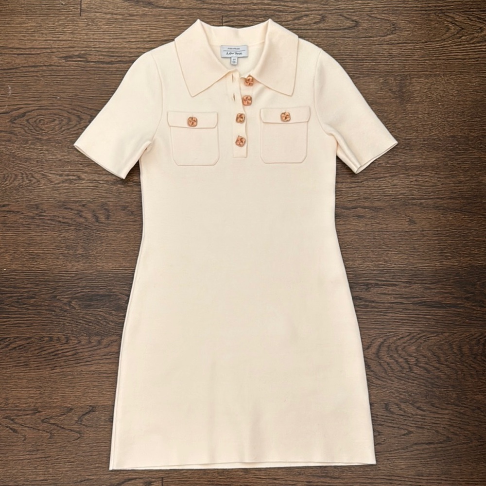 & Other Stories Cream Polo Dress with Gold Buttons